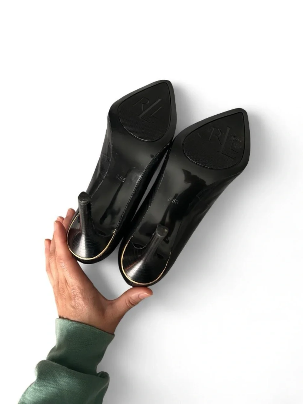 Ralph Lauren Black leather pointed heels